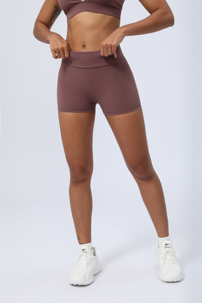 Women's V-Waist Hips Pleated Peach Hips  Shorts