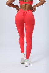 Women's V-Waist Hips Pleated Peach Hips Leggings