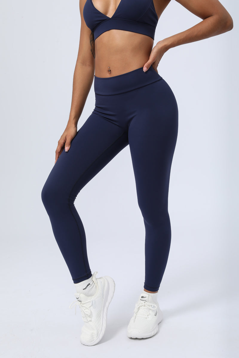 Women's V-Waist Hips Pleated Peach Hips Leggings