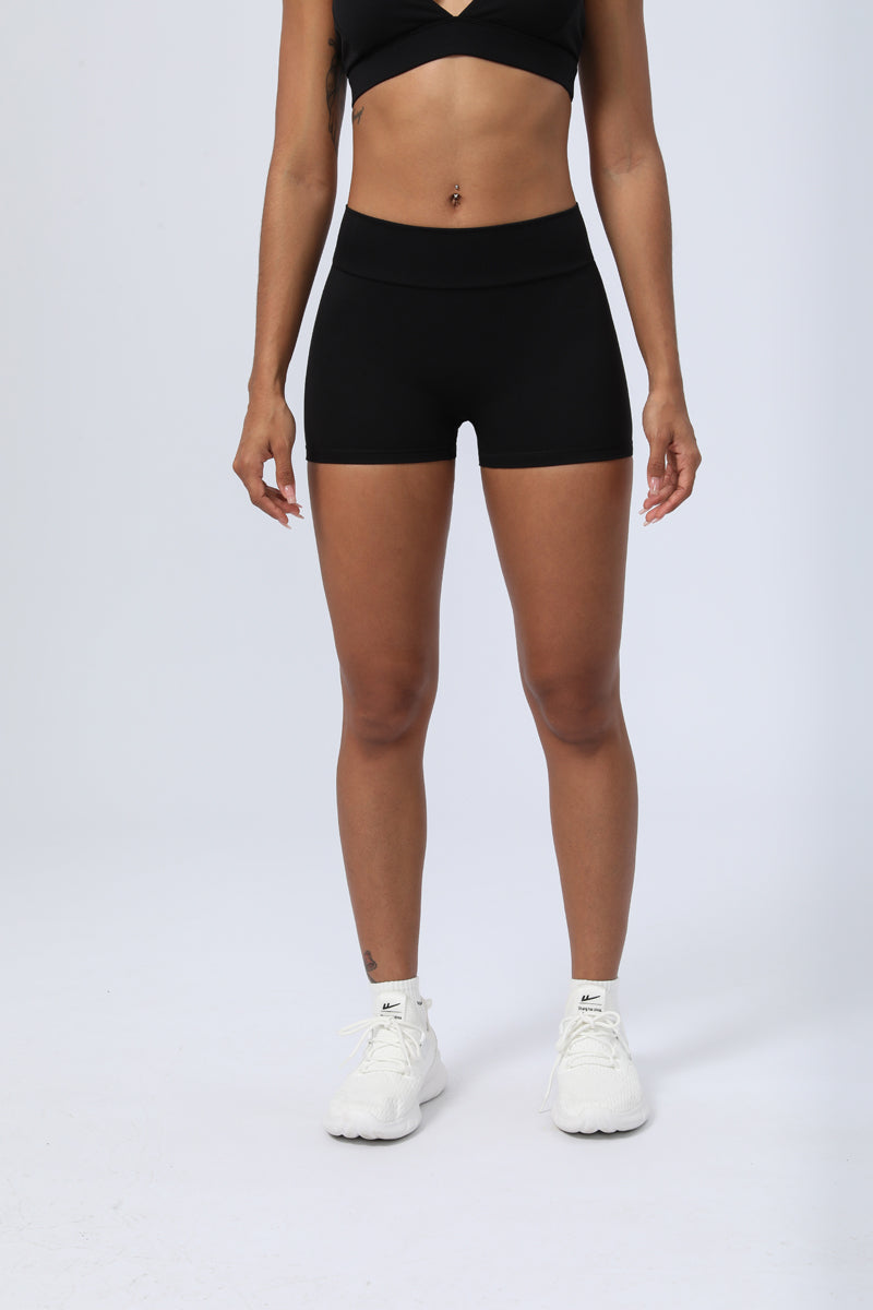 Women's V-Waist Hips Pleated Peach Hips  Shorts