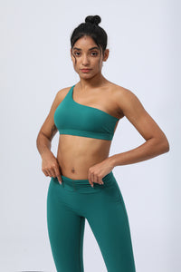 One Shoulder Backless  Cropped  Sport Bra