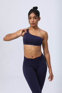 One Shoulder Backless  Cropped  Sport Bra