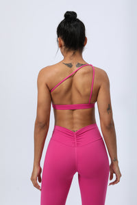 One Shoulder Backless  Cropped  Sport Bra