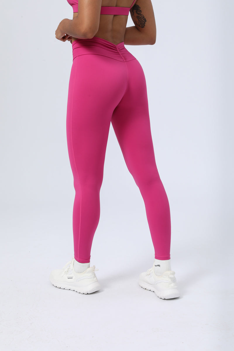 Women's Nude Pleated Waist  Hip Lift Leggings