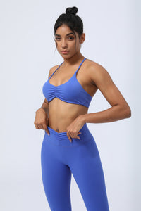 Women's Fitness Exercise Pleated Design Yoga Sports Bra