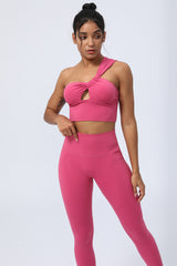 Ladies' One Shoulder Tight Sports Running Fitness Yoga Bra Top