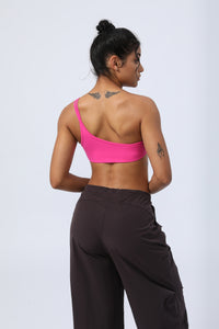 Women's Fitness Yoga Bra With Chest Pad One Shoulder Sport Bra