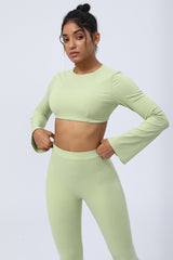 Women's  Long Sleeve  Chest Pad  Sport Crop Top