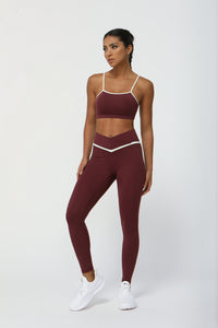 2 Pcs Set Women'S Color Contrast Yoga Bra + Yoga Leggings