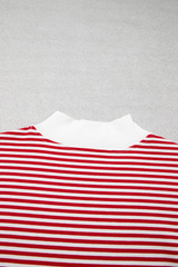 Women's Loungewear Sets:Striped Mock Neck Sweatshirt &Shorts