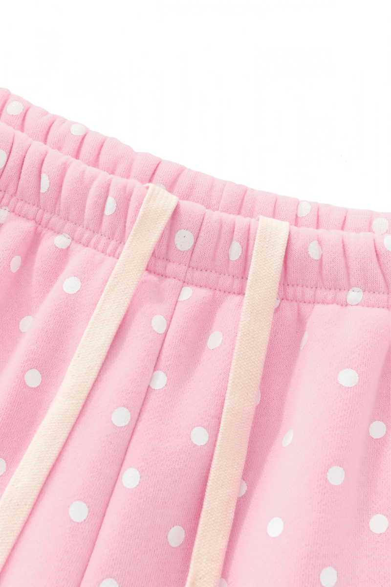 Unisex Fall Polka Dot Elastic Waist Drawstring Casual Shorts