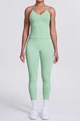 High-Waist Seamless Yoga Set - Halter Neck, Quick-Dry Fitness Outfit