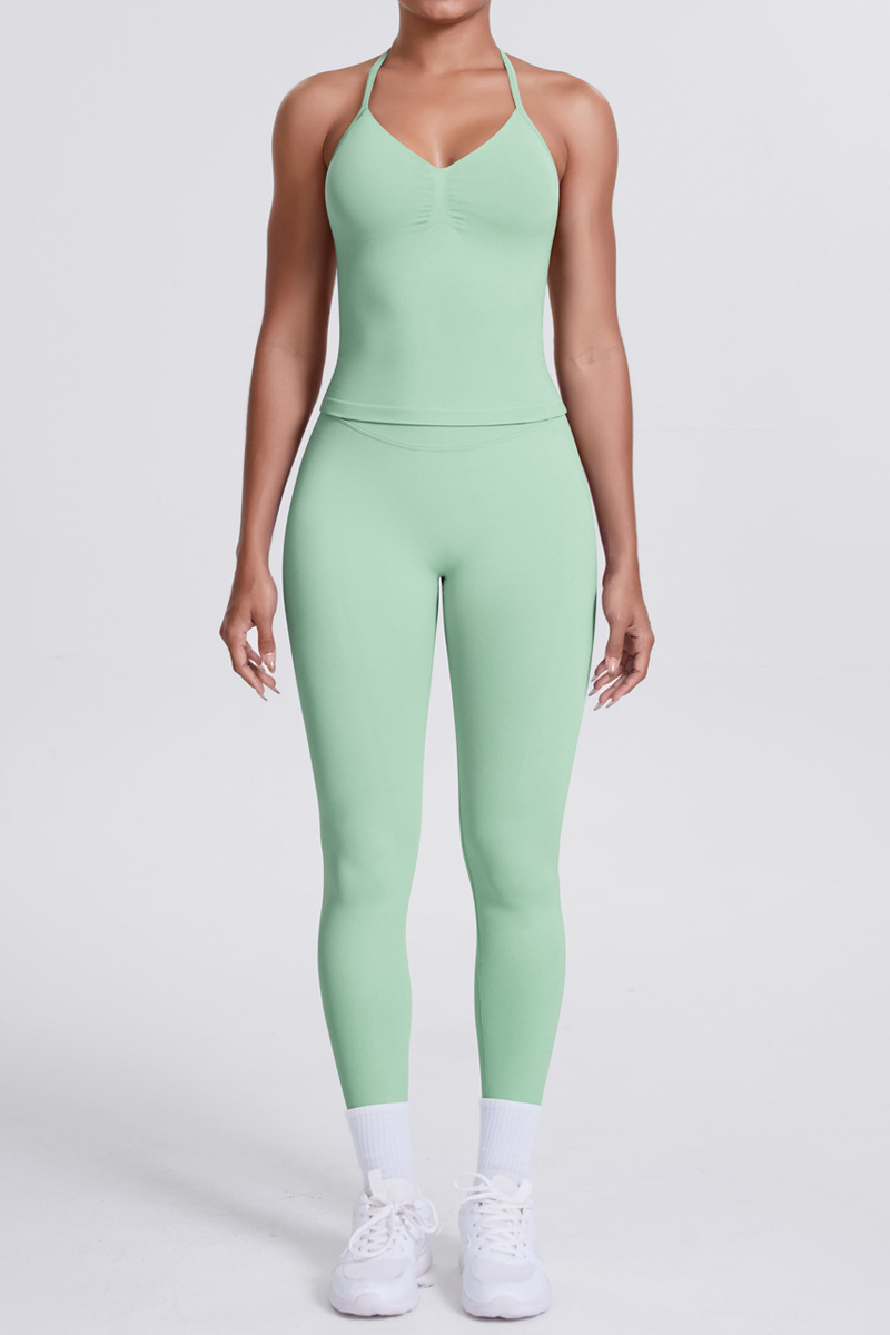High-Waist Seamless Yoga Set - Halter Neck, Quick-Dry Fitness Outfit