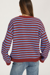 Women's Fall/Winter Knit Striped Knit Color Block Sweater