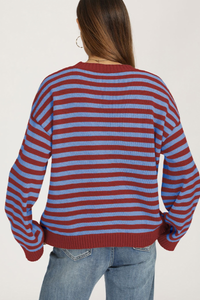 Women's Fall/Winter Knit Striped Knit Color Block Sweater