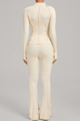 Versatile zipper-fastened matte-finish yoga three-piece set