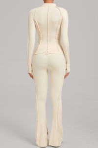 Versatile zipper-fastened matte-finish yoga three-piece set