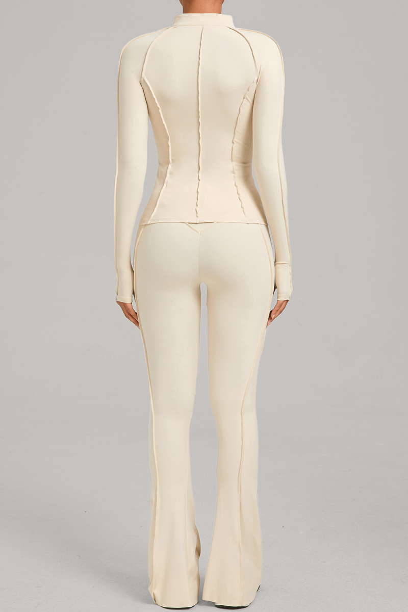 Versatile zipper-fastened matte-finish yoga three-piece set