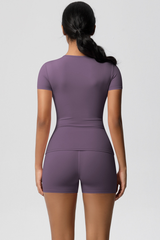 Women Yoga Set: Quick Dry Breathable Short Sleeve + Shorts