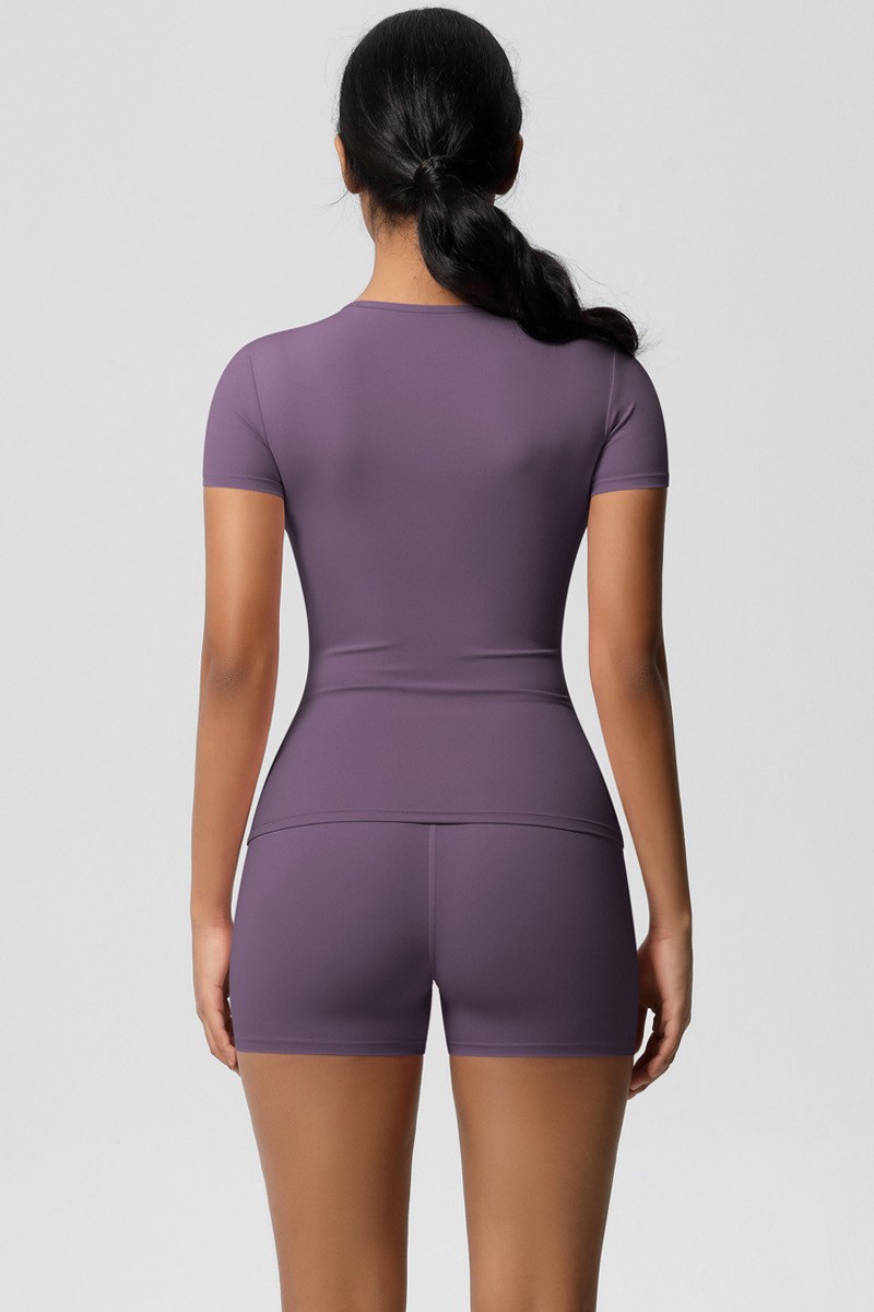 Women Yoga Set: Quick Dry Breathable Short Sleeve + Shorts