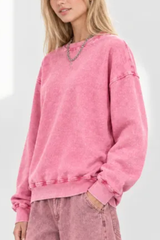 Unisex Fall 100% Cotton Snow Washed Crewneck Sweatshirt