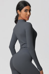 Women's round neck front zipper sports jacket