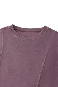 Women's 100% Cotton Washed Cropped Patchwork Cut Sweatshirt