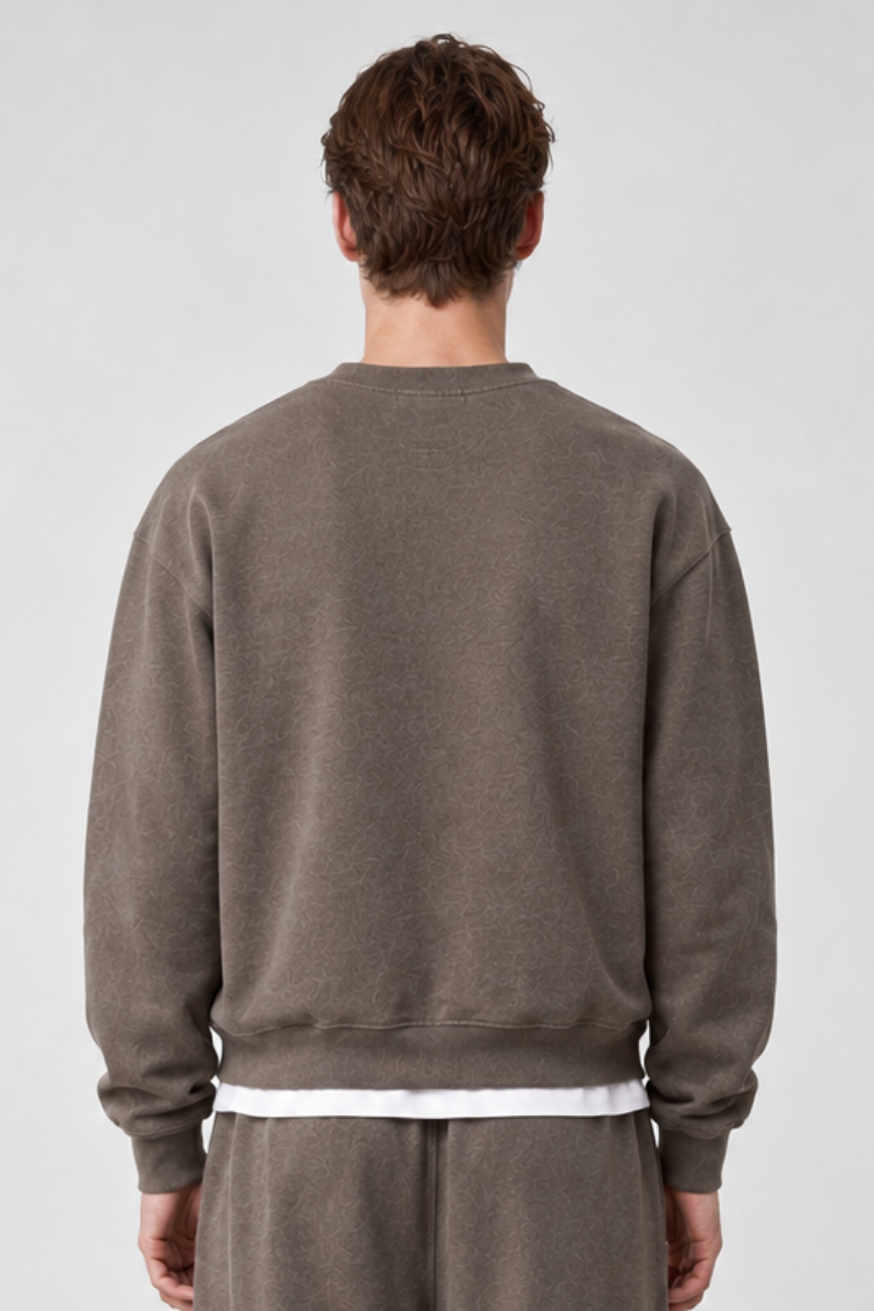 Men's Fall Minimal Relaxed Drop ShoulderCrew Neck Sweatshirt