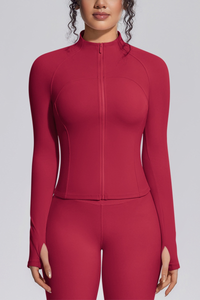 Women's Stand Collar Full Zip Slim Fit Workout Yoga Jacket