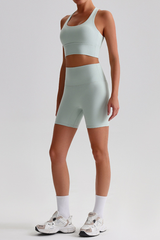 Women's Bare Feel Cross Back Bra &High Waist Shorts Yaga Set