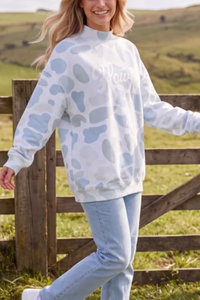 Women's Winter Camo Howdy Letter Mock Neck Sweatshirt