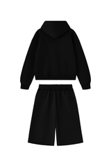 Men's 100% Cotton Loungewear Sets:Hooded Jacket &Mid Shorts
