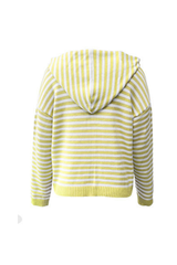 Women's Winter Striped Two-Way Zipper Hooded Knit Cardigan