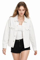 Women's Fall 100% Cotton Oversized Washed Denim Jacket