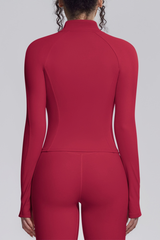 Women's Stand Collar Full Zip Slim Fit Workout Yoga Jacket