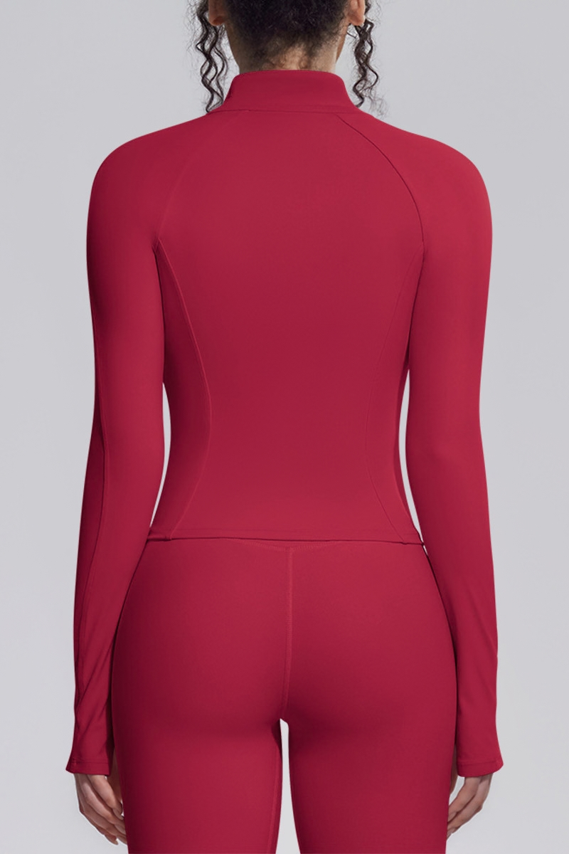 Women's Stand Collar Full Zip Slim Fit Workout Yoga Jacket