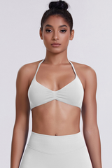 Women's Seamless Pleated Halterneck Sports Bra
