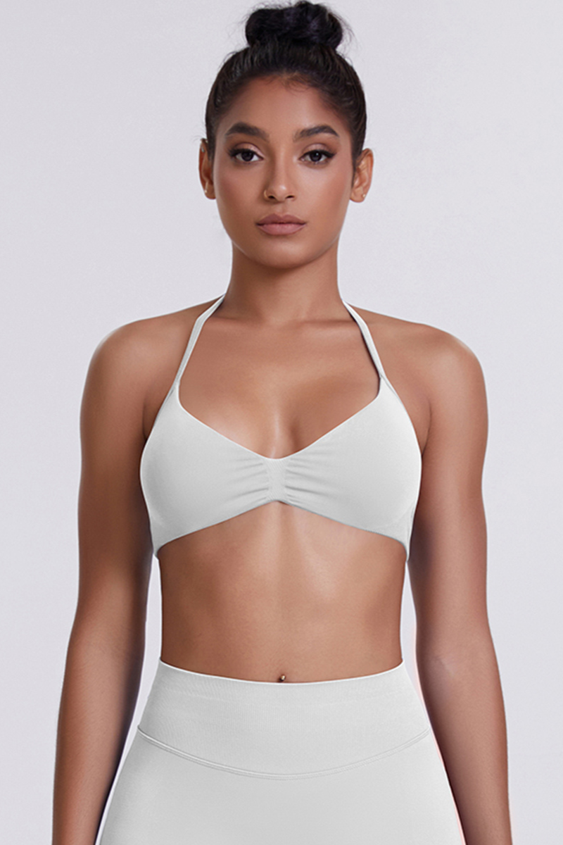 Women's Seamless Pleated Halterneck Sports Bra