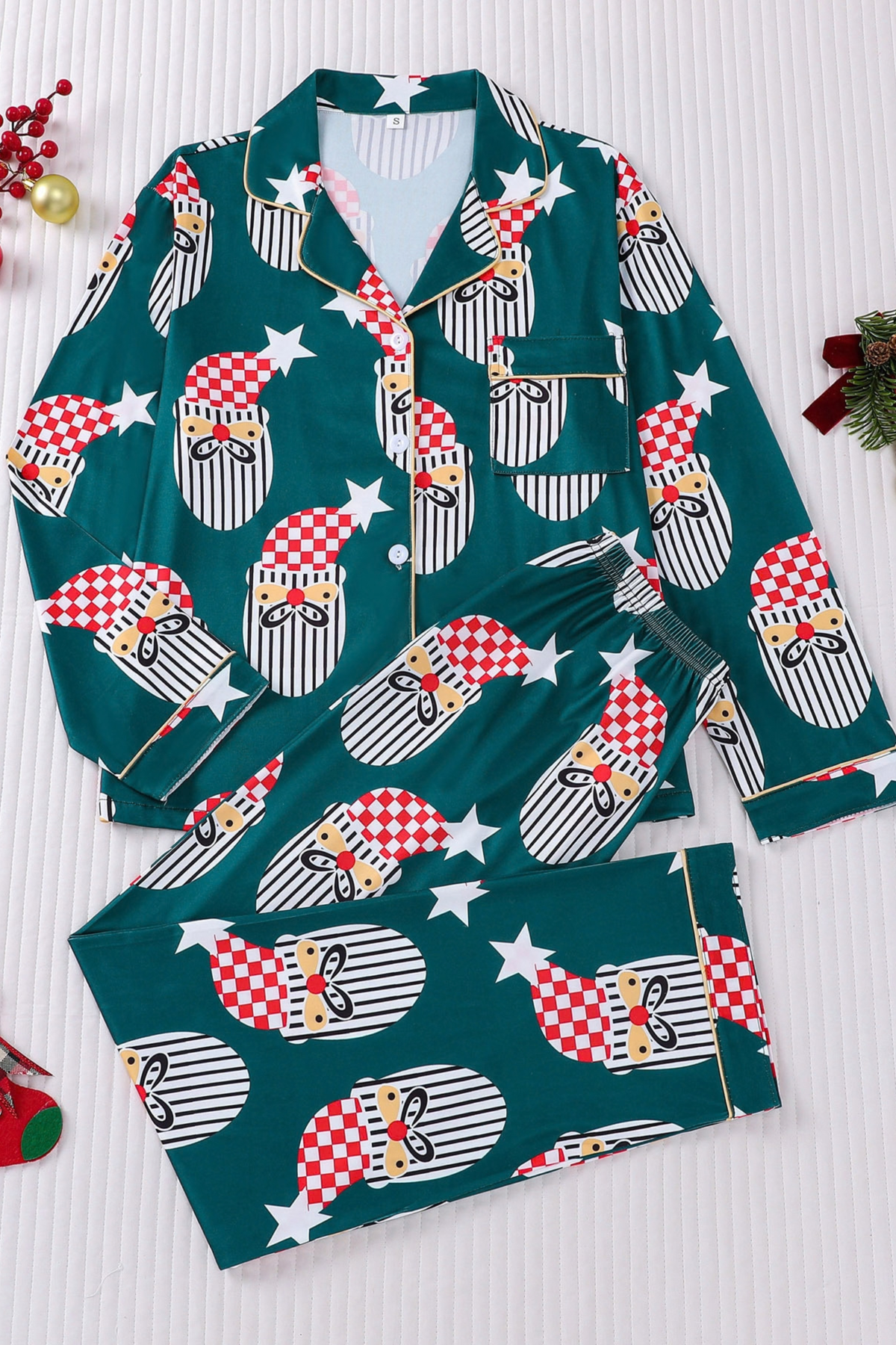 Women's Christmas Tree Printed Christmas Pajama Set