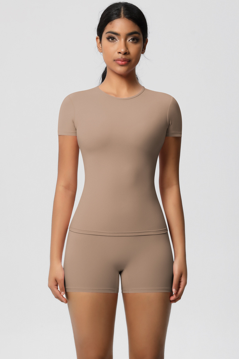 Women Yoga Set: Quick Dry Breathable Short Sleeve + Shorts