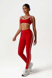 Women High-Waisted Color-Block Butt-Lifting Yoga Set: Sports Bra + 9/10 Leggings