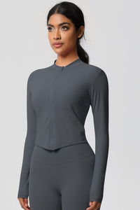 Women's round neck front zipper sports jacket