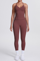 High-Waist Seamless Yoga Set - Halter Neck, Quick-Dry Fitness Outfit