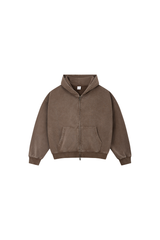 Unisex Fall 100% Cotton Retro Boxy Two-Way Zip Hooded Jacket