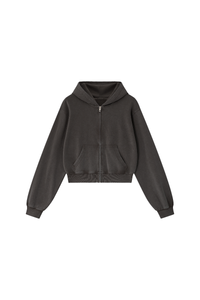 Unisex Fall Campus Cropped Zip Up Hooded Jacket