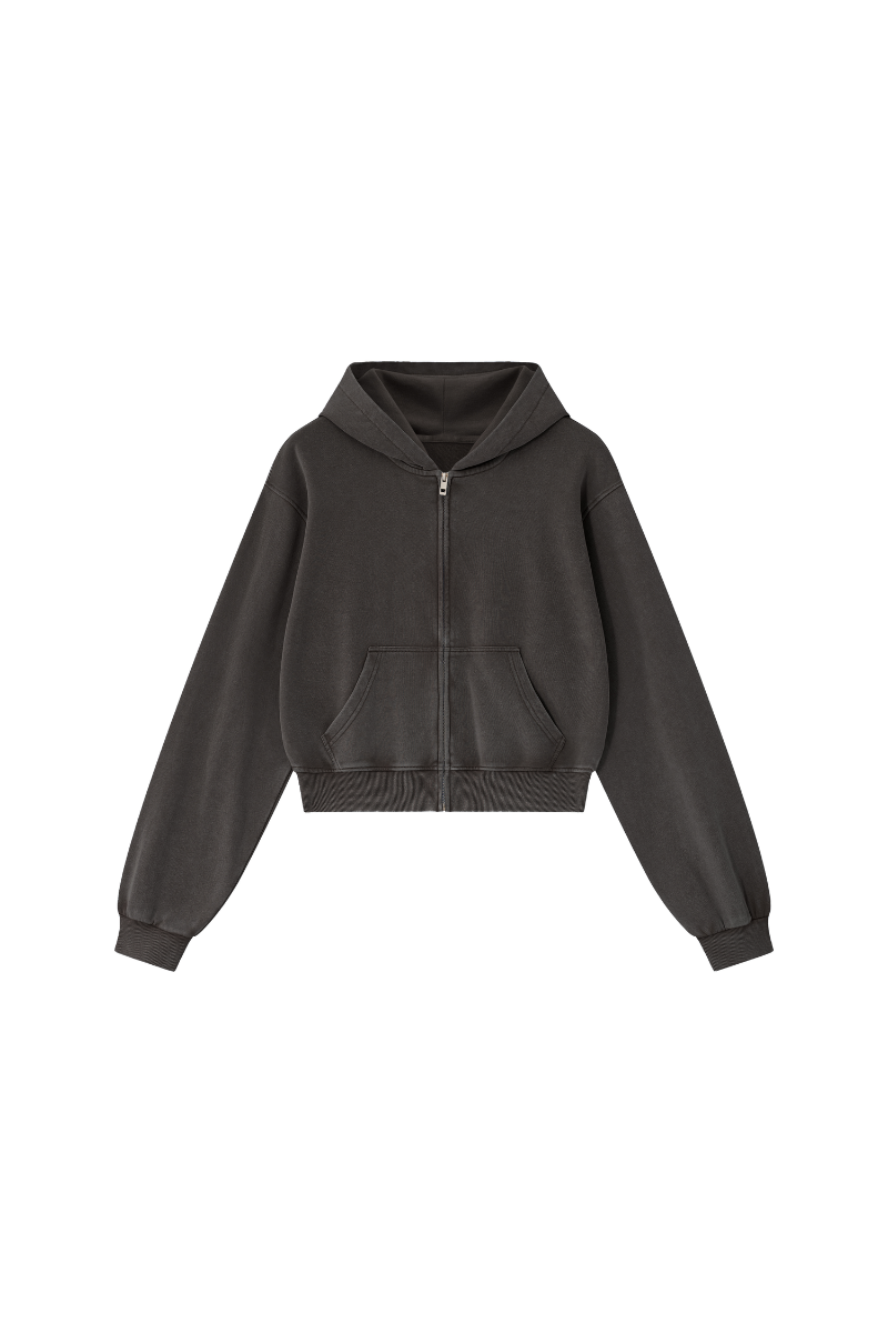 Unisex Fall Campus Cropped Zip Up Hooded Jacket