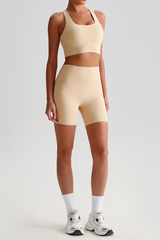 Women's Bare Feel Cross Back Bra &High Waist Shorts Yaga Set