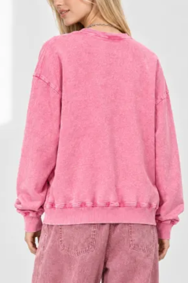 Unisex Fall 100% Cotton Snow Washed Crewneck Sweatshirt