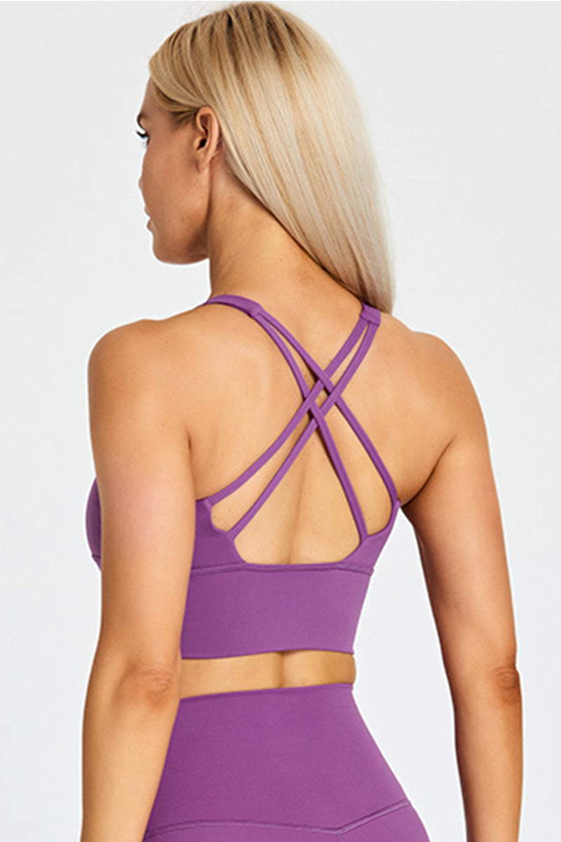 Detachable Chest Pad Cross-Back Sports Bra