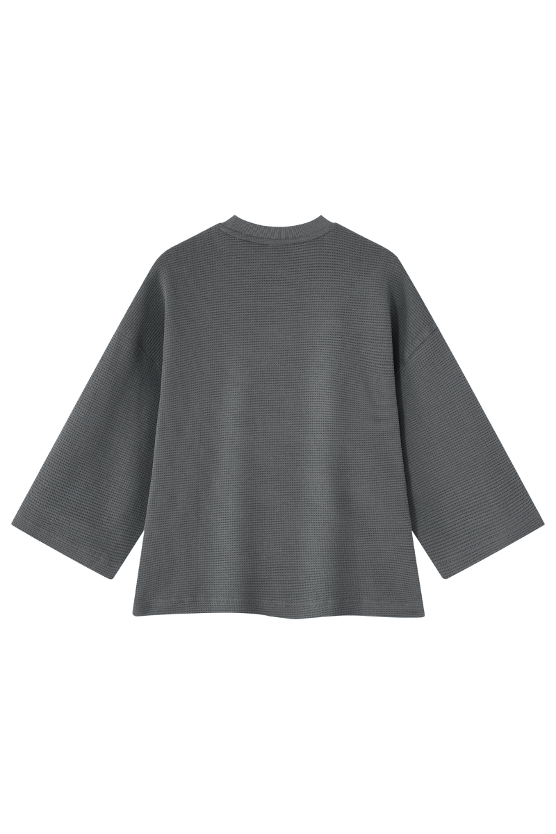 Men's Drop Shoulder Loose Crew Neck Waffle Knit T-shirt